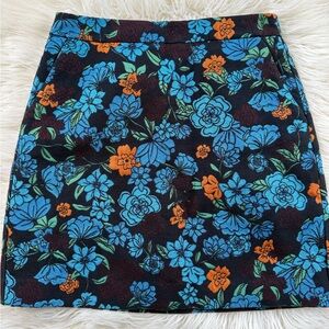 LOFT Floral Mini Skirt in Blue and Orange